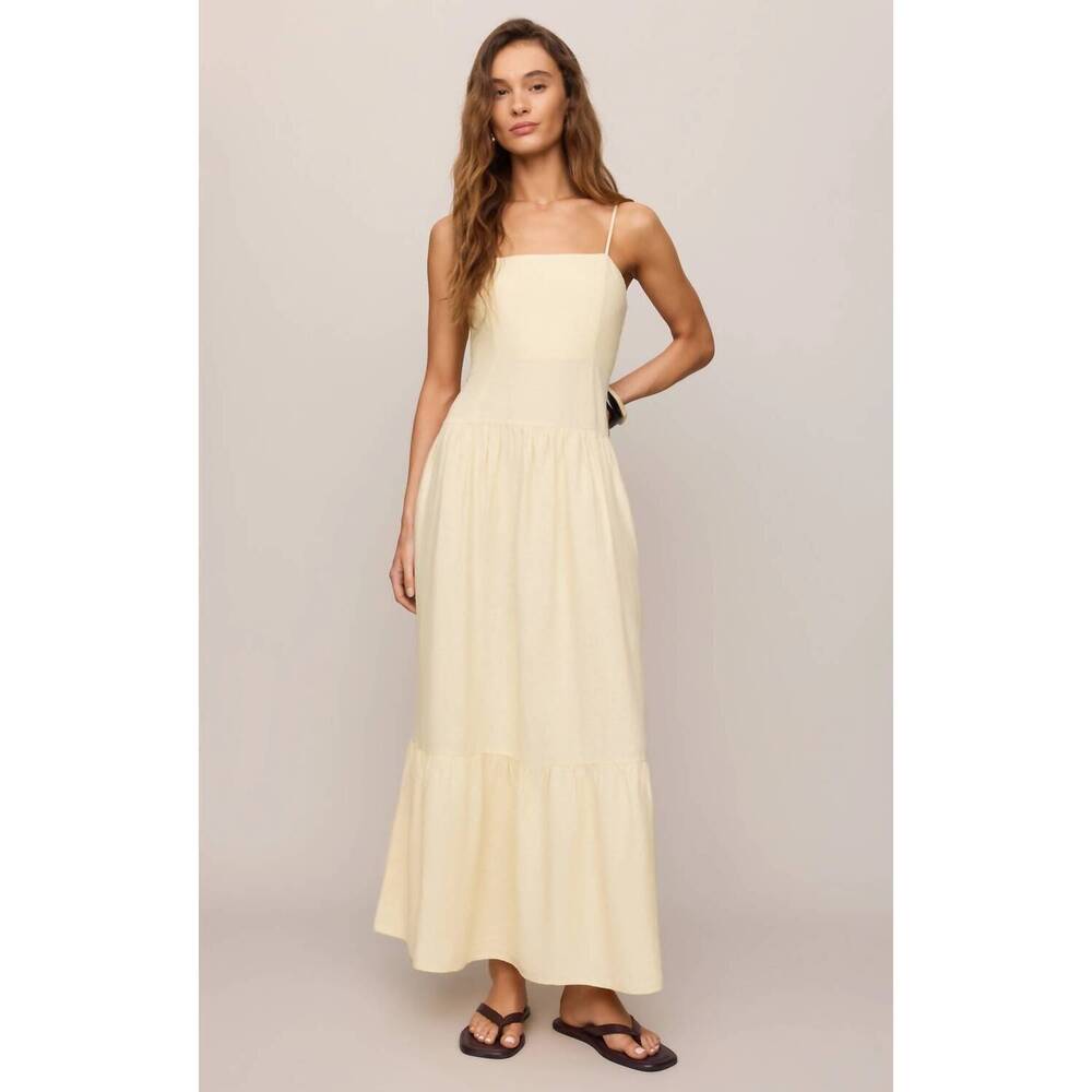 NEW NULL georgie sleeveless maxi dress in lemon chiffon